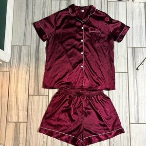 Women's Satin Pajama Set - Burgundy